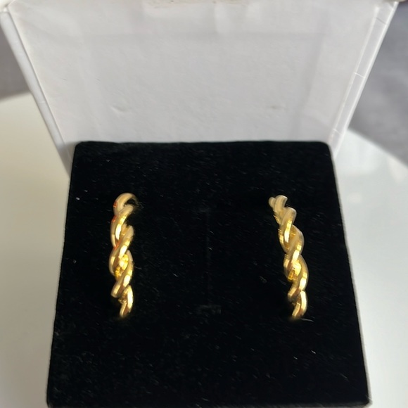 THE SAREE ROOM Gold Twist Earrings Large APPROX 3 inches - Picture 1 of 3